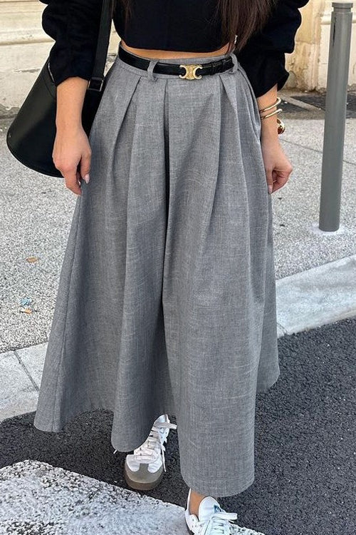 Vintage Washed Pleated Denim Mini Skort
