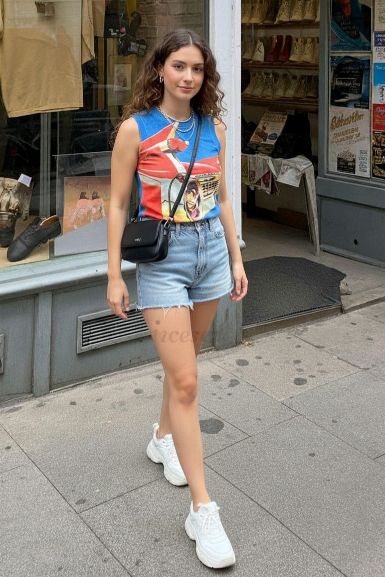 Printed Car Tank Top