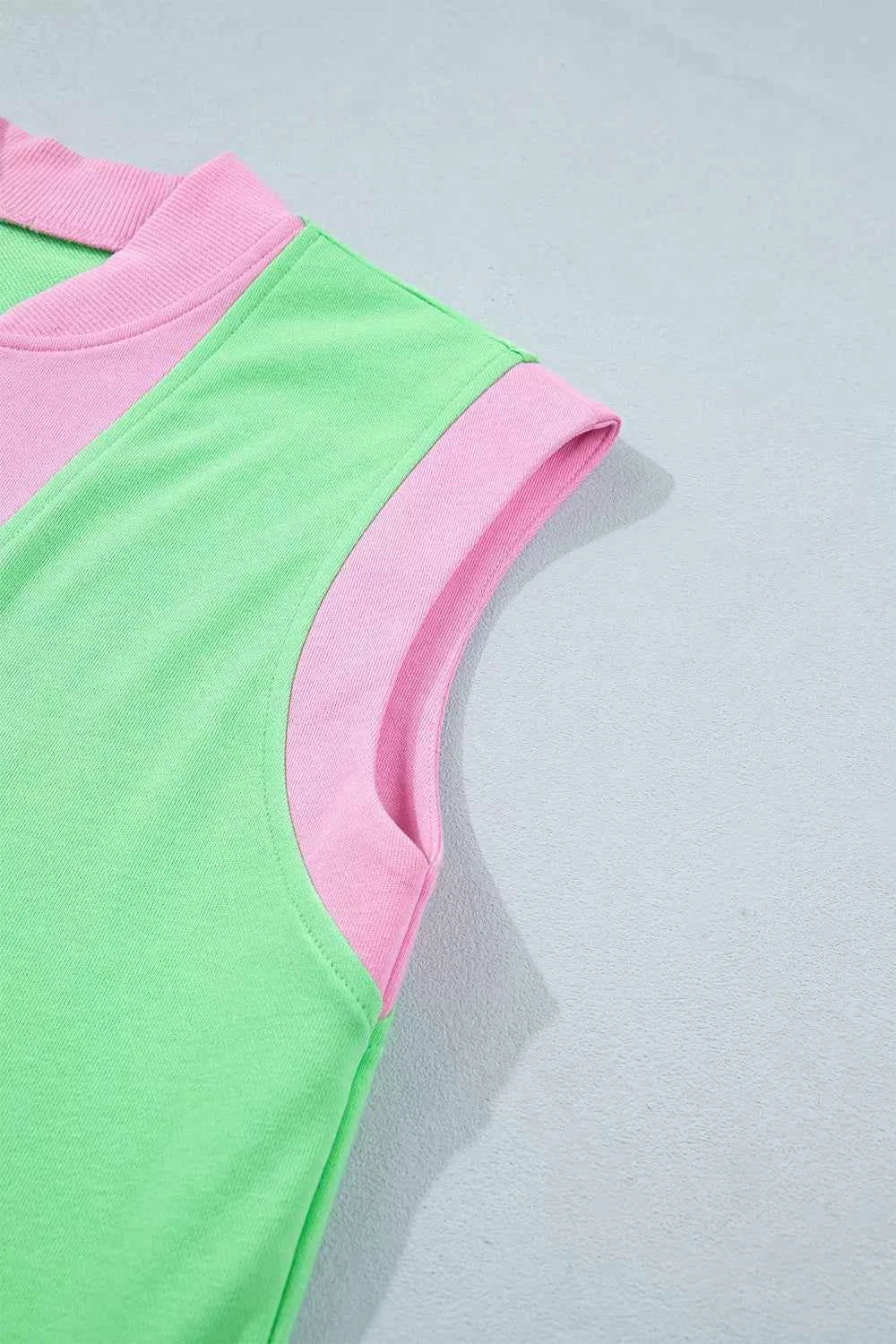 Color Block Accent Half Zip Top Shorts Set