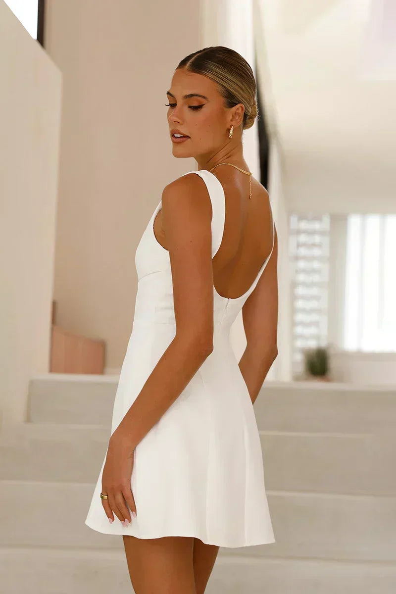 Sleeveless Boat Neck A-Line Mini Dress - View 7