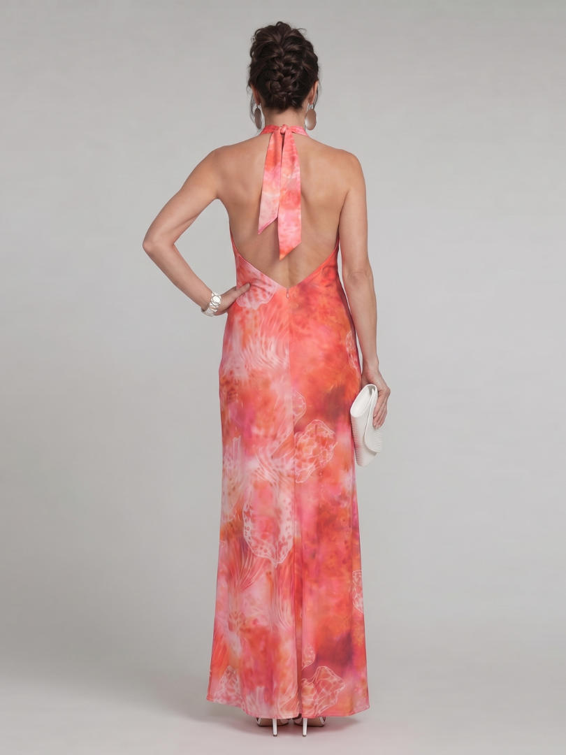 Halter Neck Printed Sleeveless Maxi Dress 4