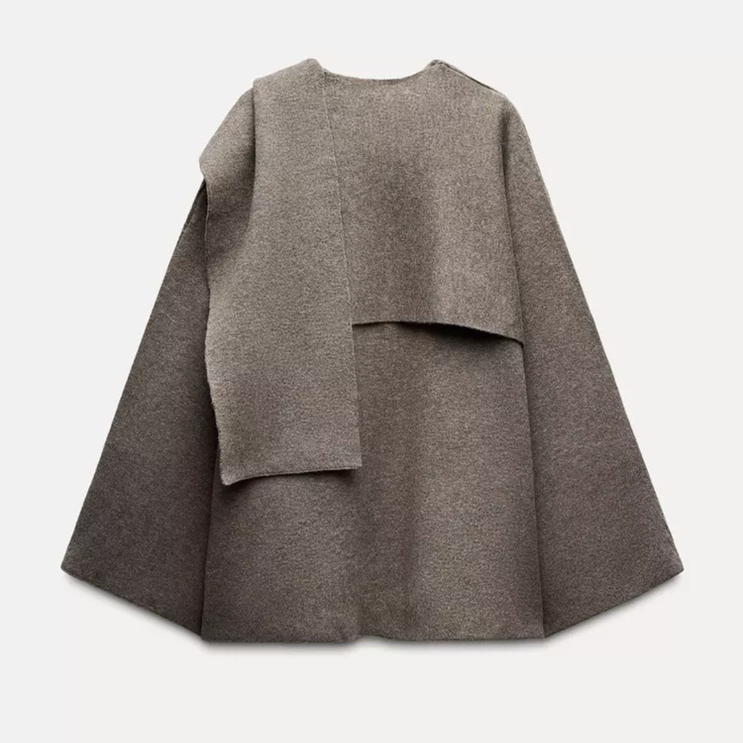 Draped Front Knit Cape Poncho 13