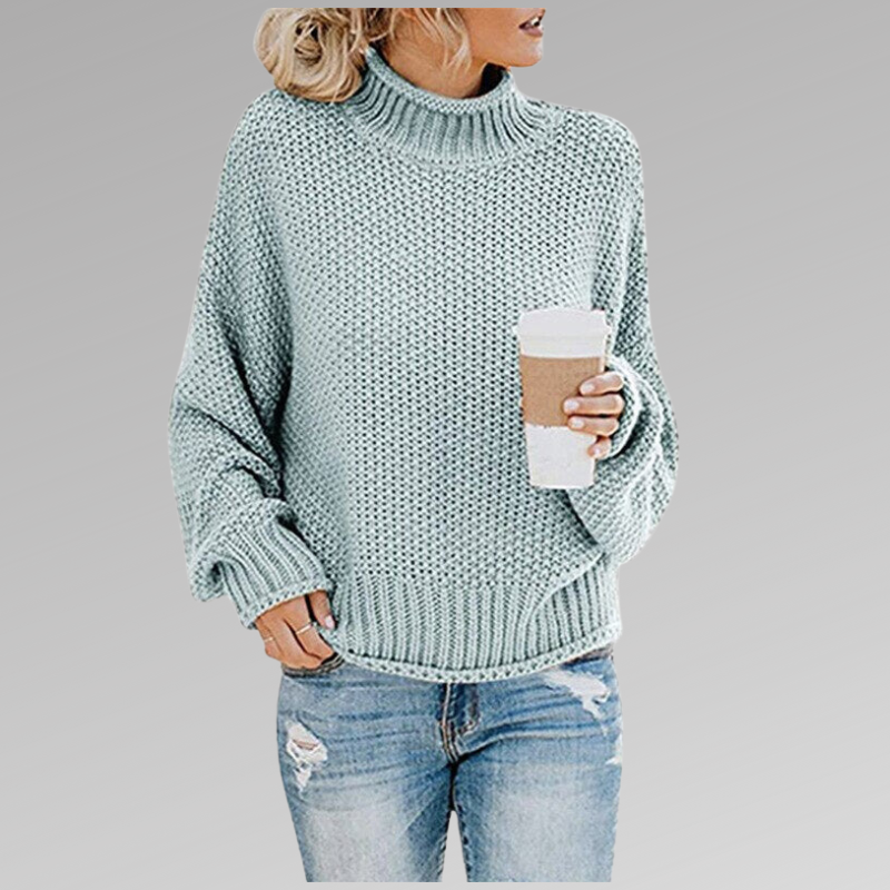Turtleneck Drop Shoulder Chunky Knit Oversized Sweater 6