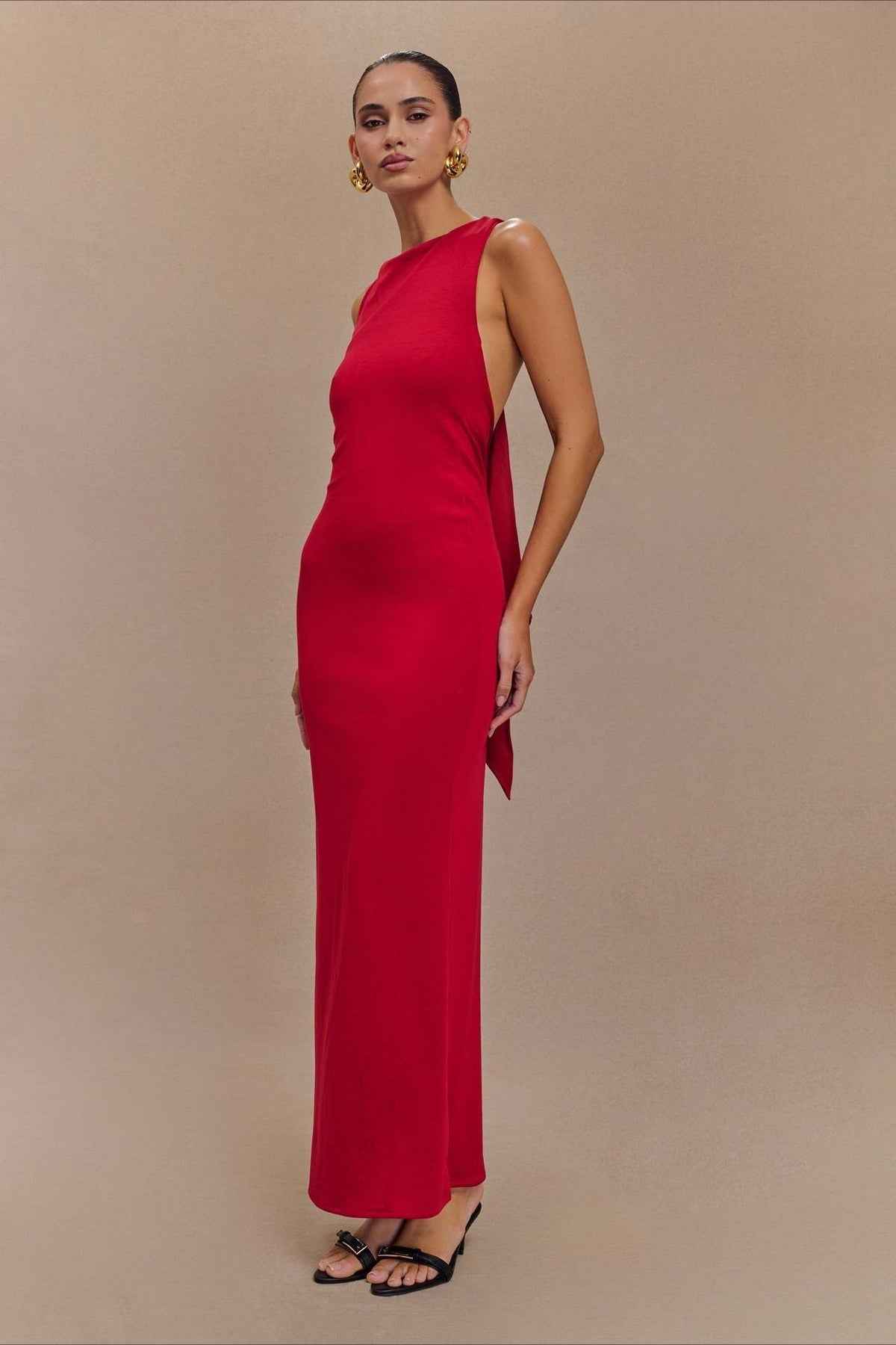 Sleeveless High Neck Column Bodycon Maxi Party Gown - View 5