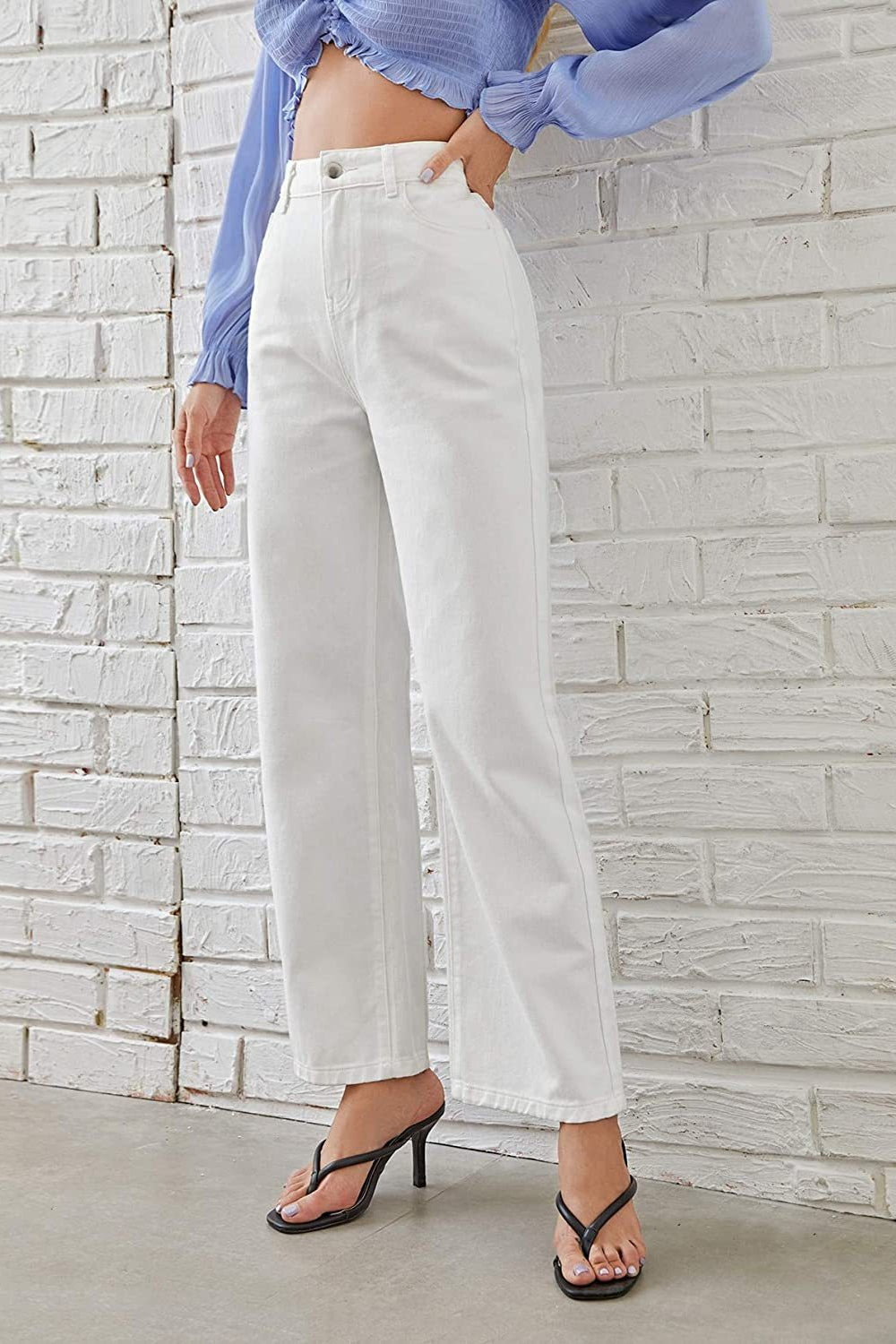 High-Waist Straight-Leg Denim Jeans
