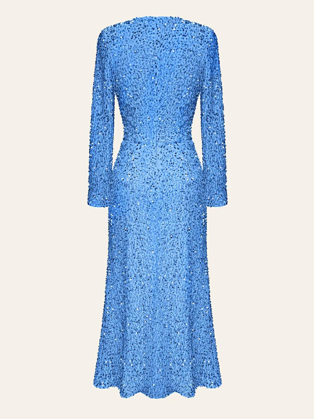 Sequin Crew Neck Long Sleeve Bodycon Midi Dress - View 6