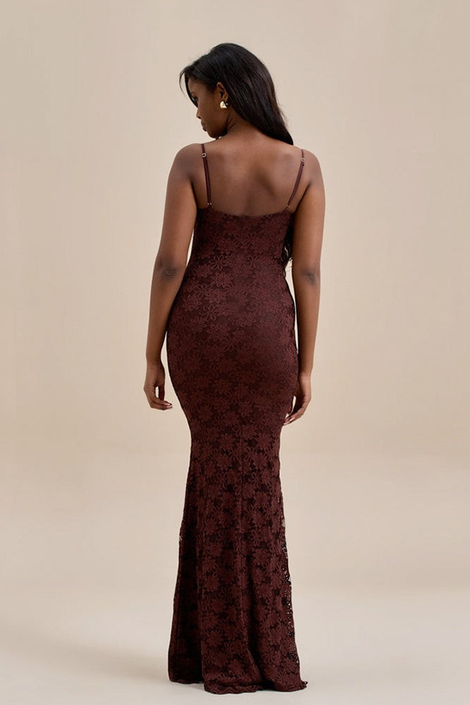 Backless Bodycon Cami Lace Maxi Dress - View 5
