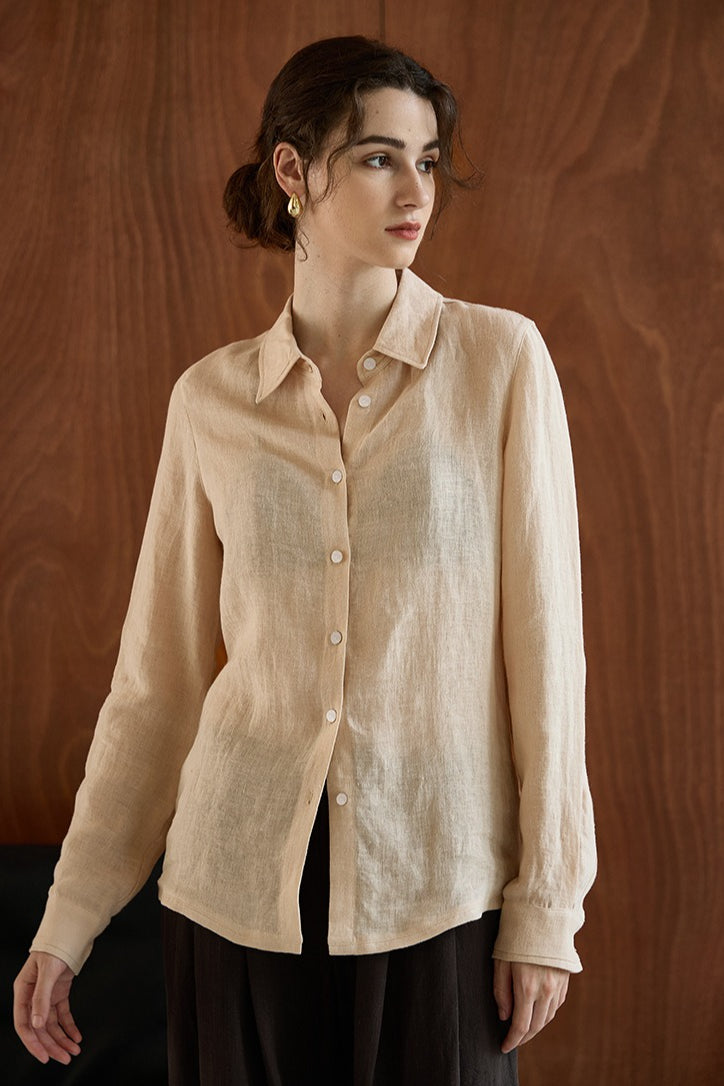Minimalist Sheer Linen Blouse