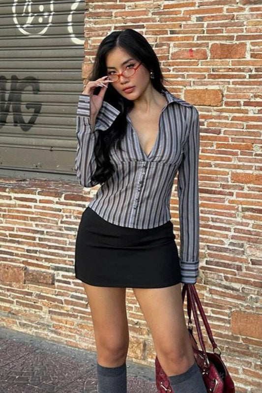 Gothic Slim Long Sleeve Blouse