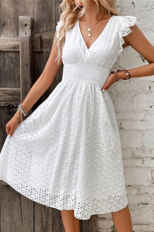 VNeck Lace Waist Mini Dress - View 2