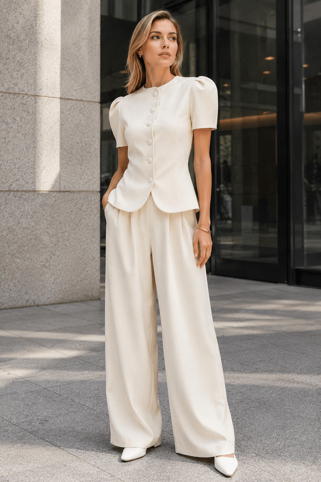 Jacket High Waist Two Piece Work Set