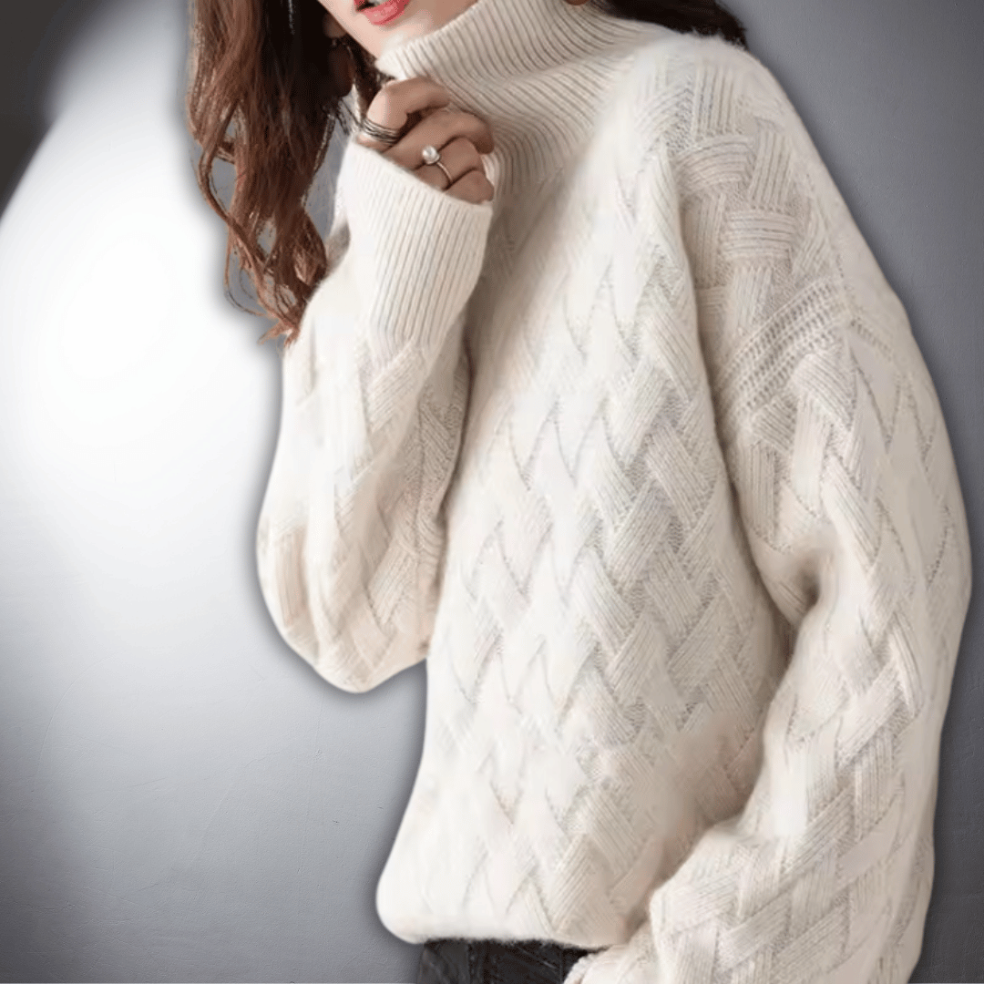 Turtleneck Basket Weave Oversized Sweater 6