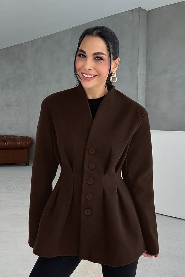 Tailored V-Neck Waist Defined Blazer