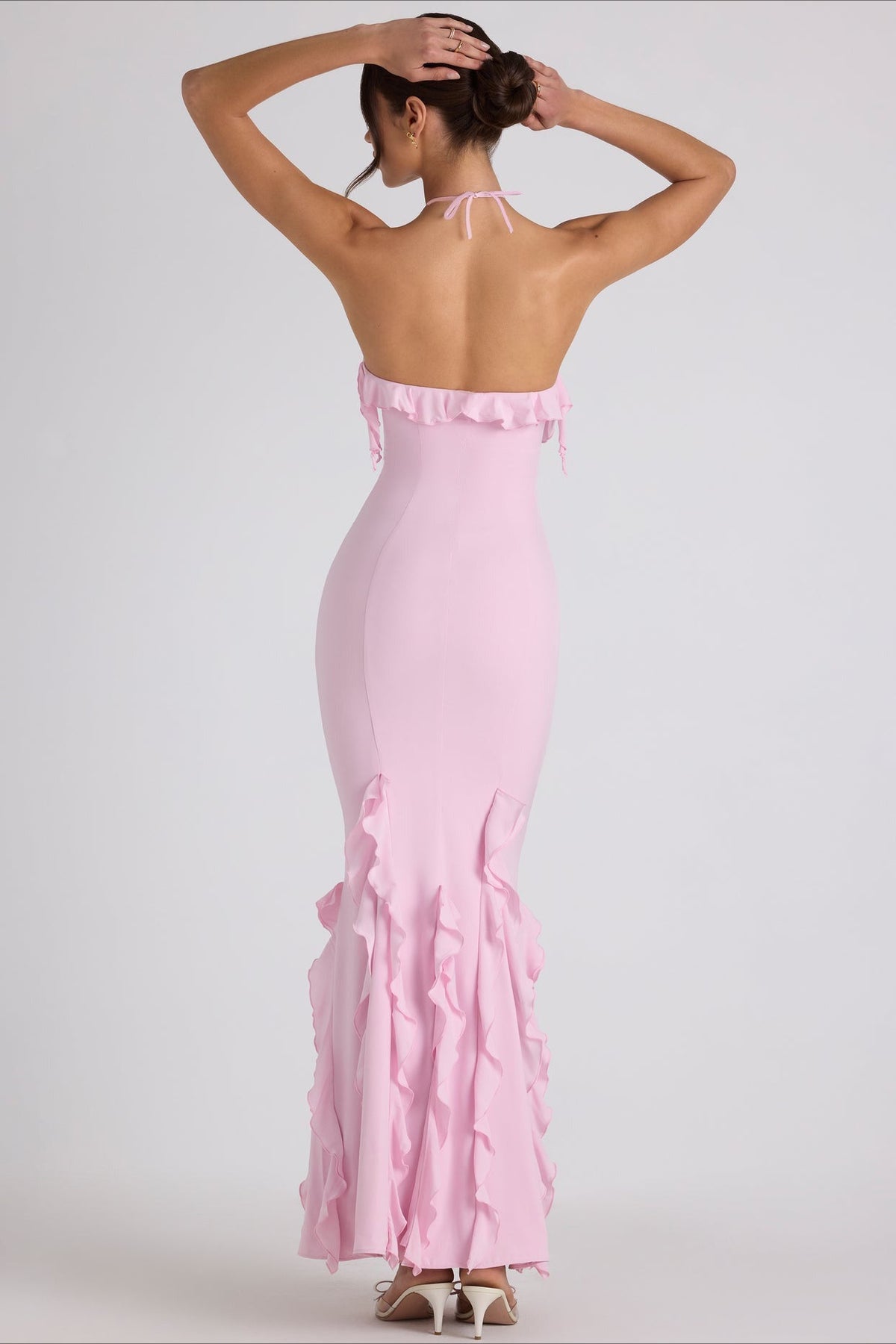 Halter Neck Ruffle Fishtail Mermaid Gown - View 7