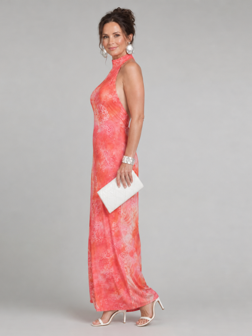 Halter Neck Printed Sleeveless Maxi Dress 2