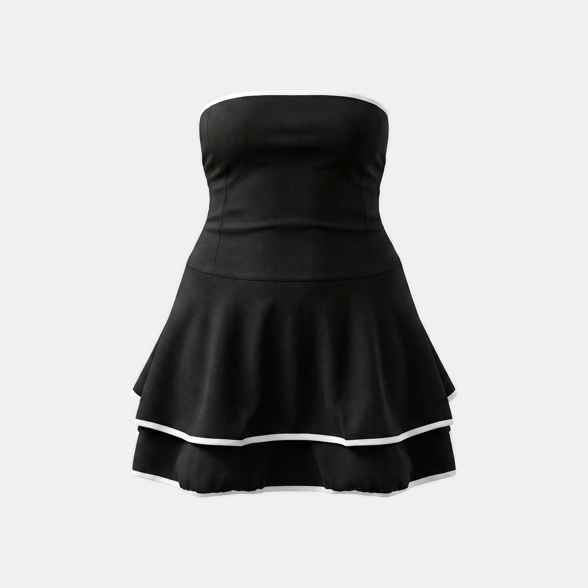 Strapless Contrast Trim Tiered Ruffle Mini Dress 5