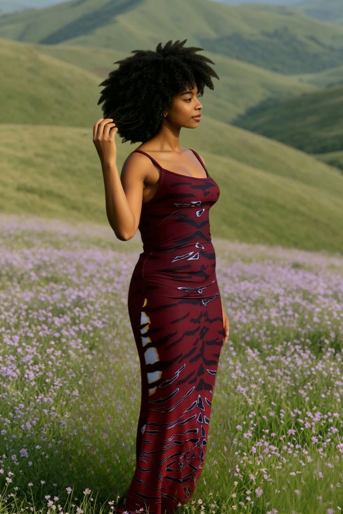Animal Print Scoop Neck Spaghetti Strap Mermaid Maxi Dress 2