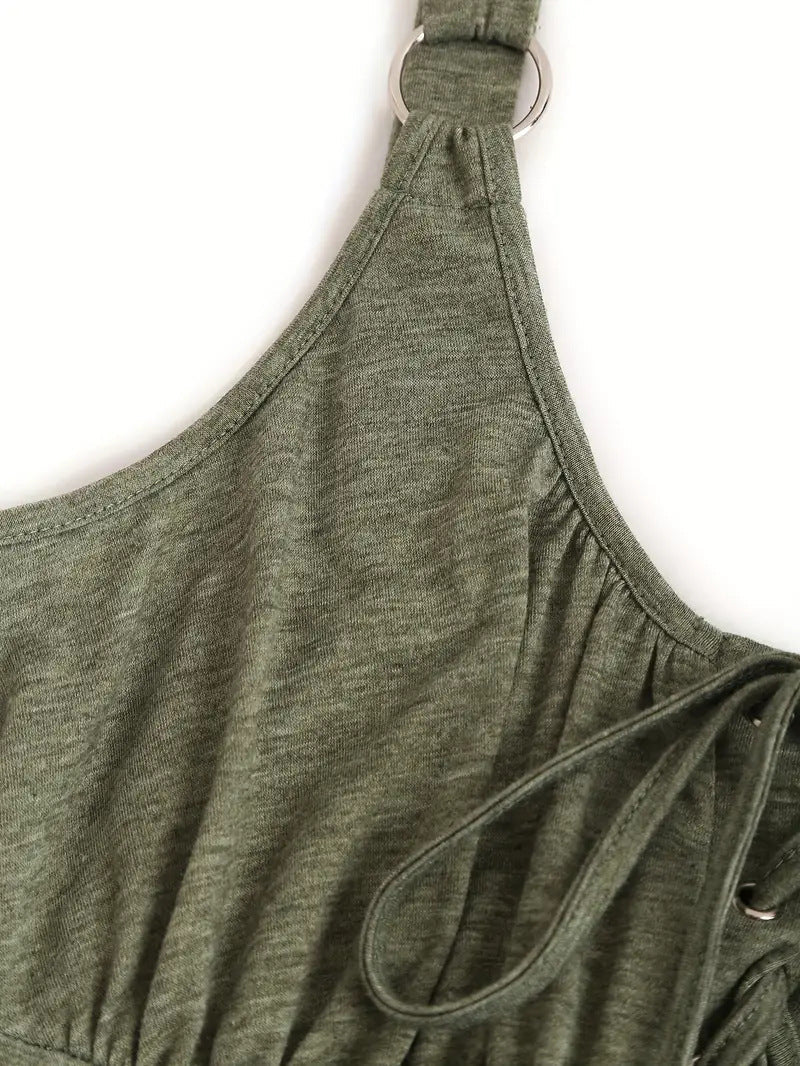 Lace Up Tie Front Sleeveless A-Line Mini Dress 9