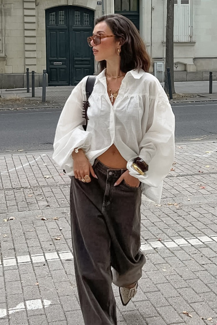 Smocked Lantern Sleeve Blouse