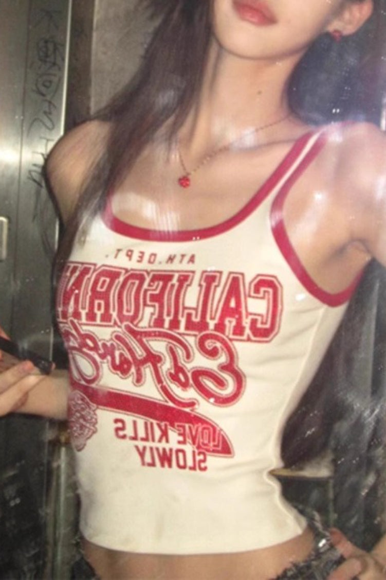 Color Block Letter Print Tank Top