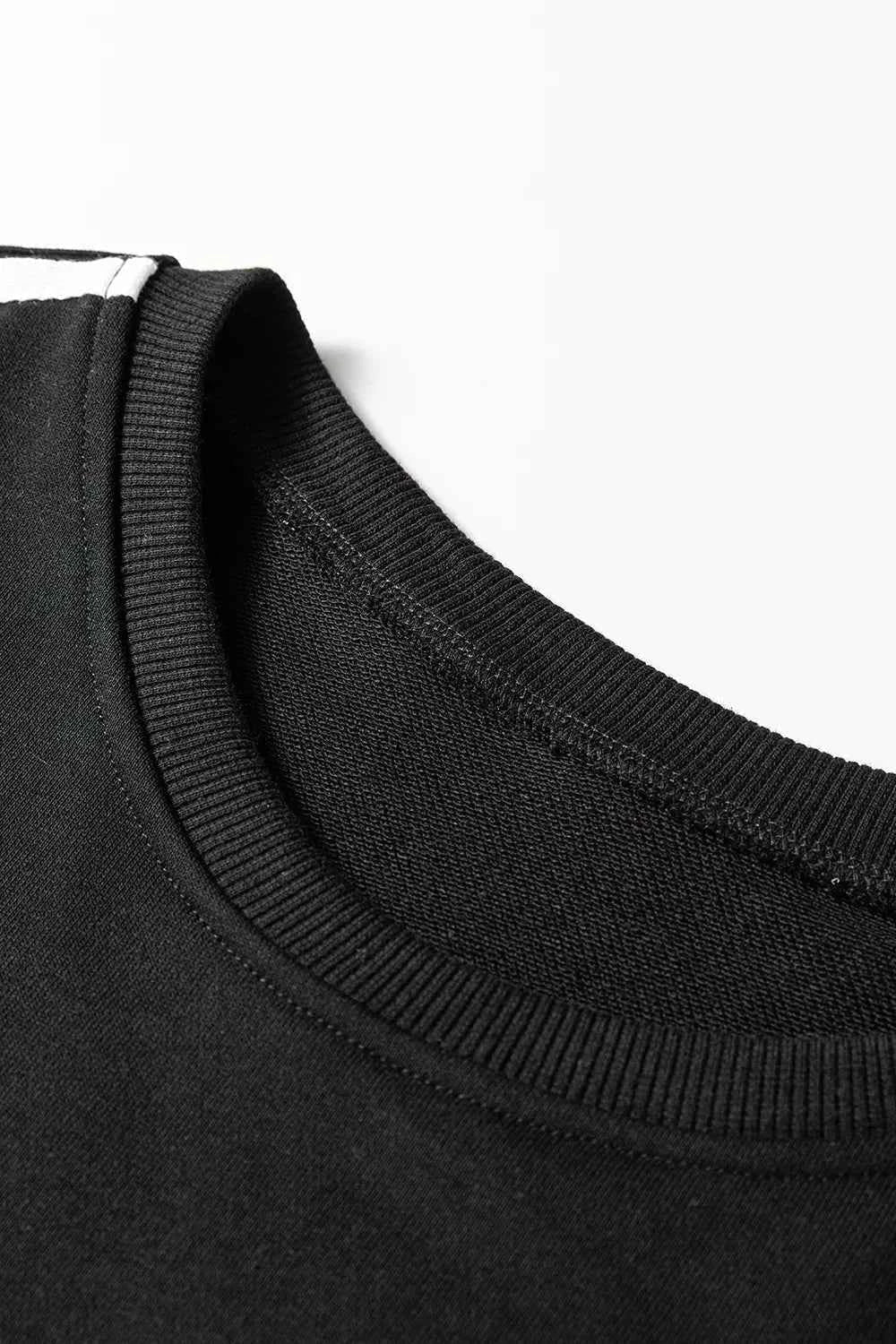 Striped Detail Crewneck Pullover Elastic Sweatpants