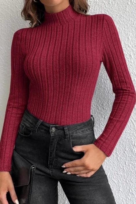 Slim Fit Mock Neck Knit Sweater