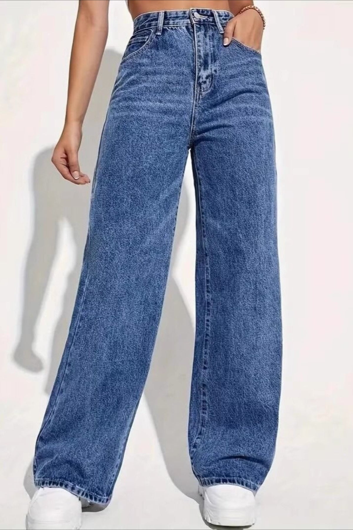 High-Waist Straight-Leg Denim Jeans