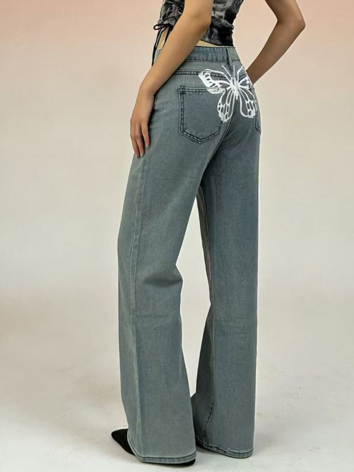 Butterfly Back Wide Leg Jeans