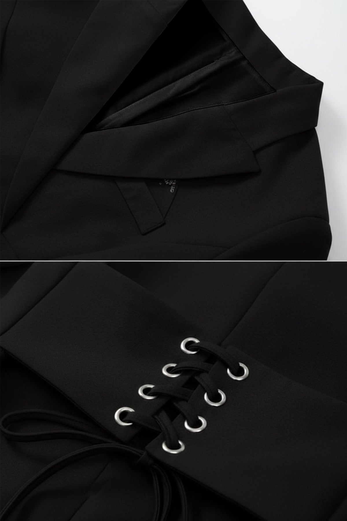 Structured Mini Blazer Dress With Corset Waist – Black - View 4