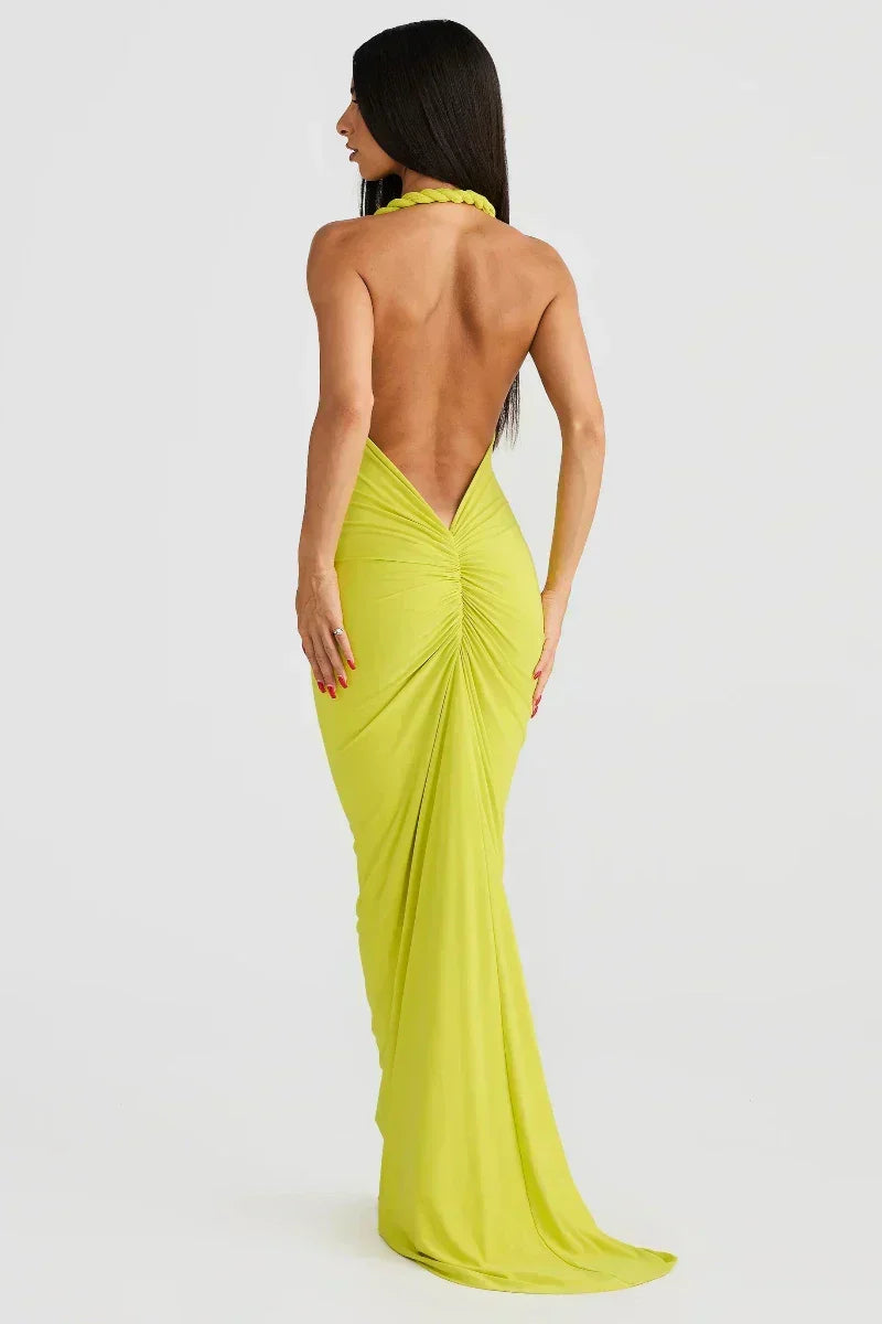 Off Shoulder Fold Over Sleeve Knit Bodycon Floor Length Gown - View 2