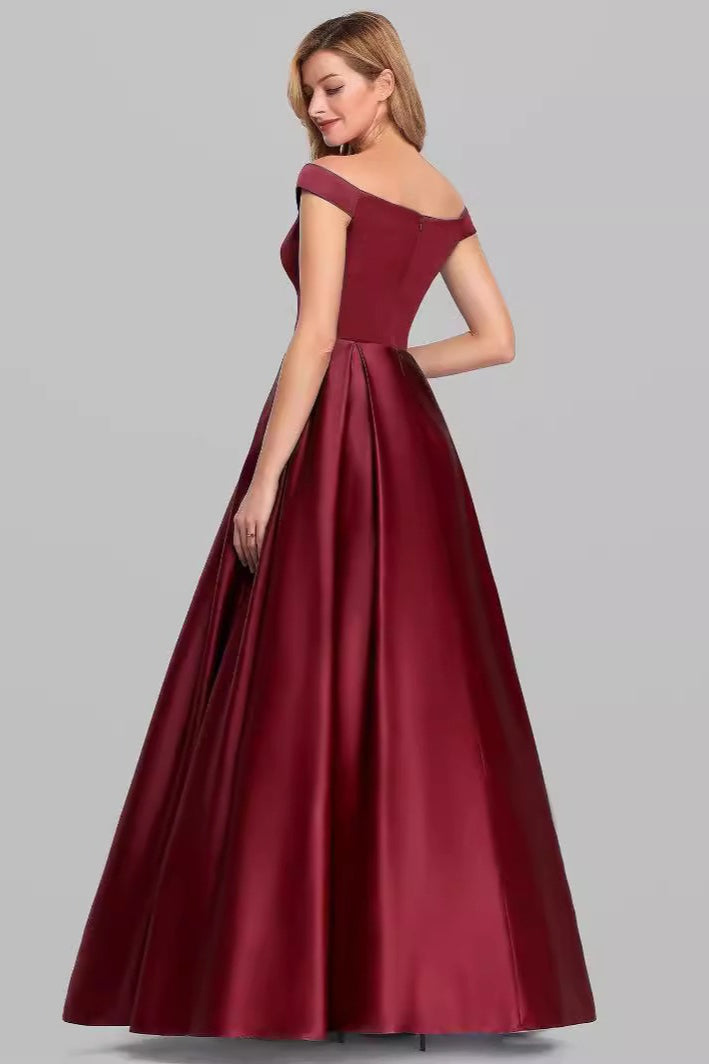 Satin Off Shoulder Sweetheart A-Line Prom Gown - View 2