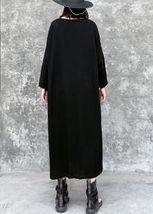 Geometric Circle Print Long Sleeve Crew Neck Maxi Shift Dress - View 4