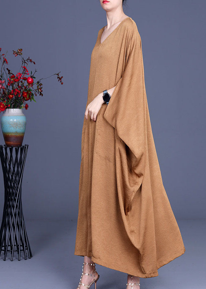 V-Neck Batwing Sleeve Draped Pocket Kaftan Maxi Dress - View 3