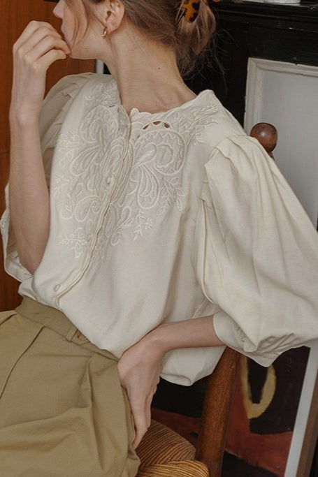 Unique Embroidered Sheer Blouse