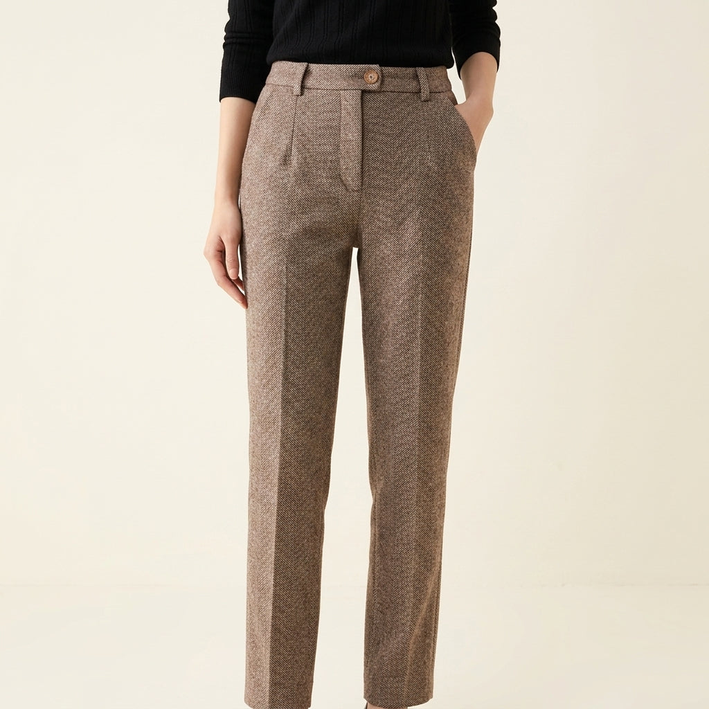 High Waist Tapered Tailored Trousers