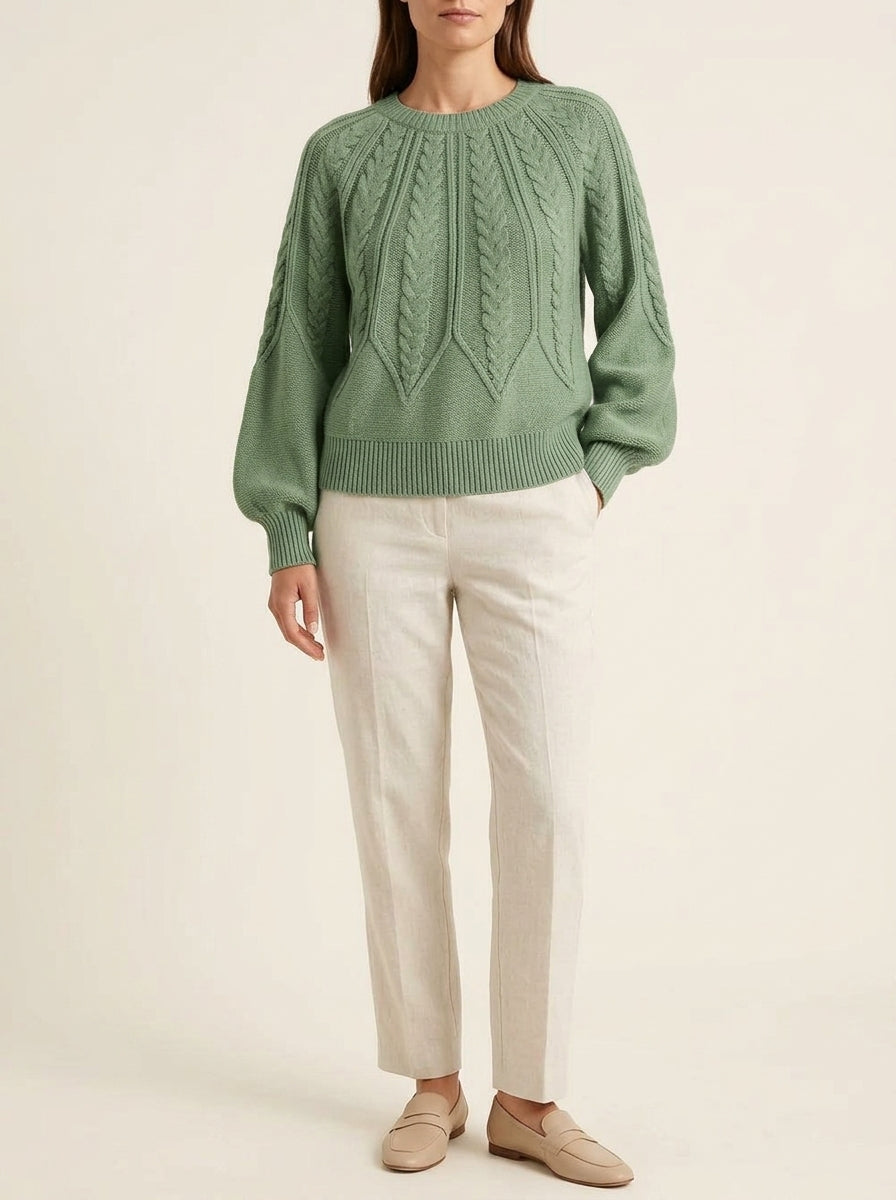 Crew Neck Cable Knit Sweater