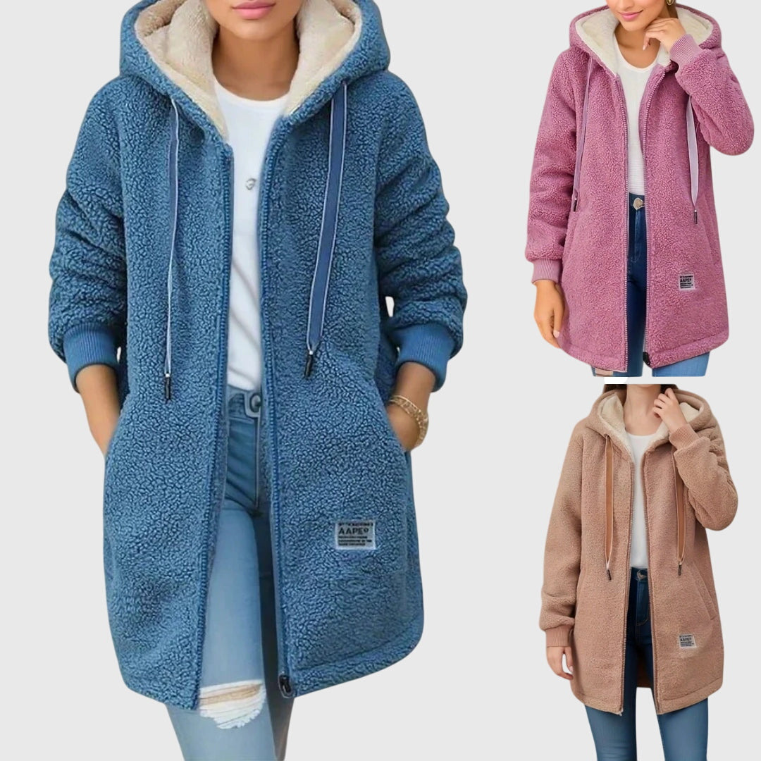 Hooded Zip Front Sherpa Fleece Jacket with Pockets 5