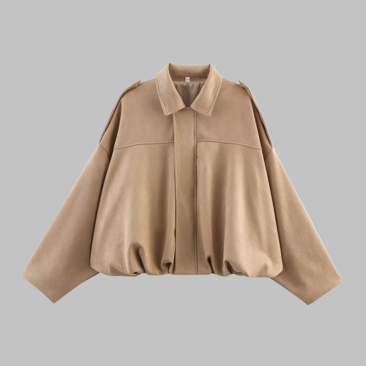 Drop Shoulder Button Front Suede Look Shirt Jacket