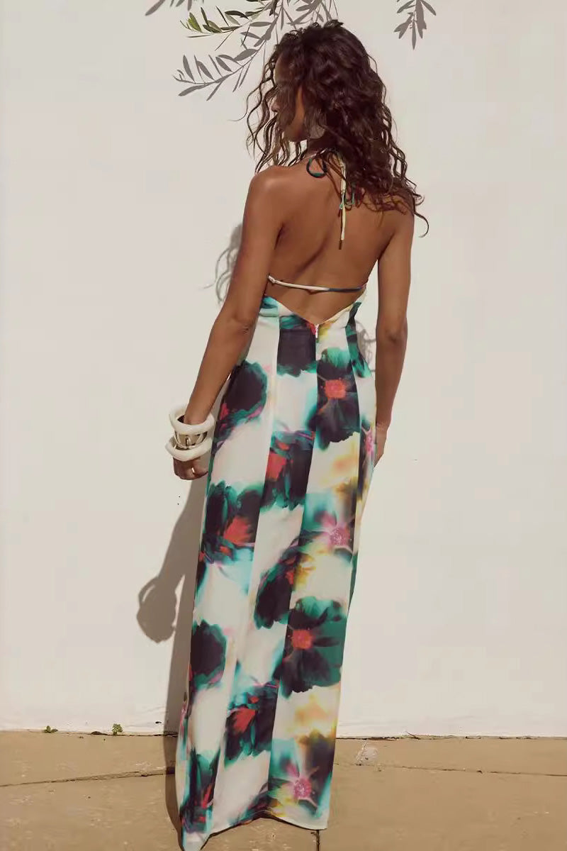 Paola Statement Resort Halter Neck Maxi Dress - View 3