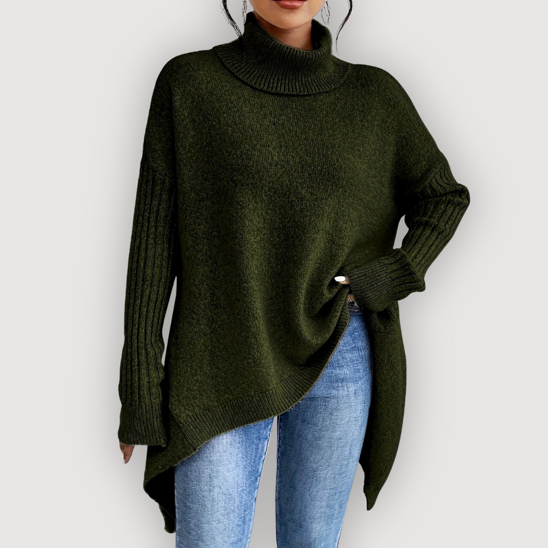 Turtleneck Long Sleeve High Low Oversized Sweater 12