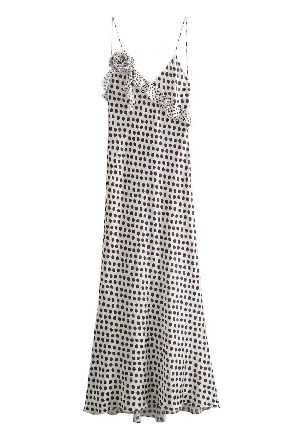 Julia Dotted Guipure Lace Ruffle Strap Maxi Dress - View 4