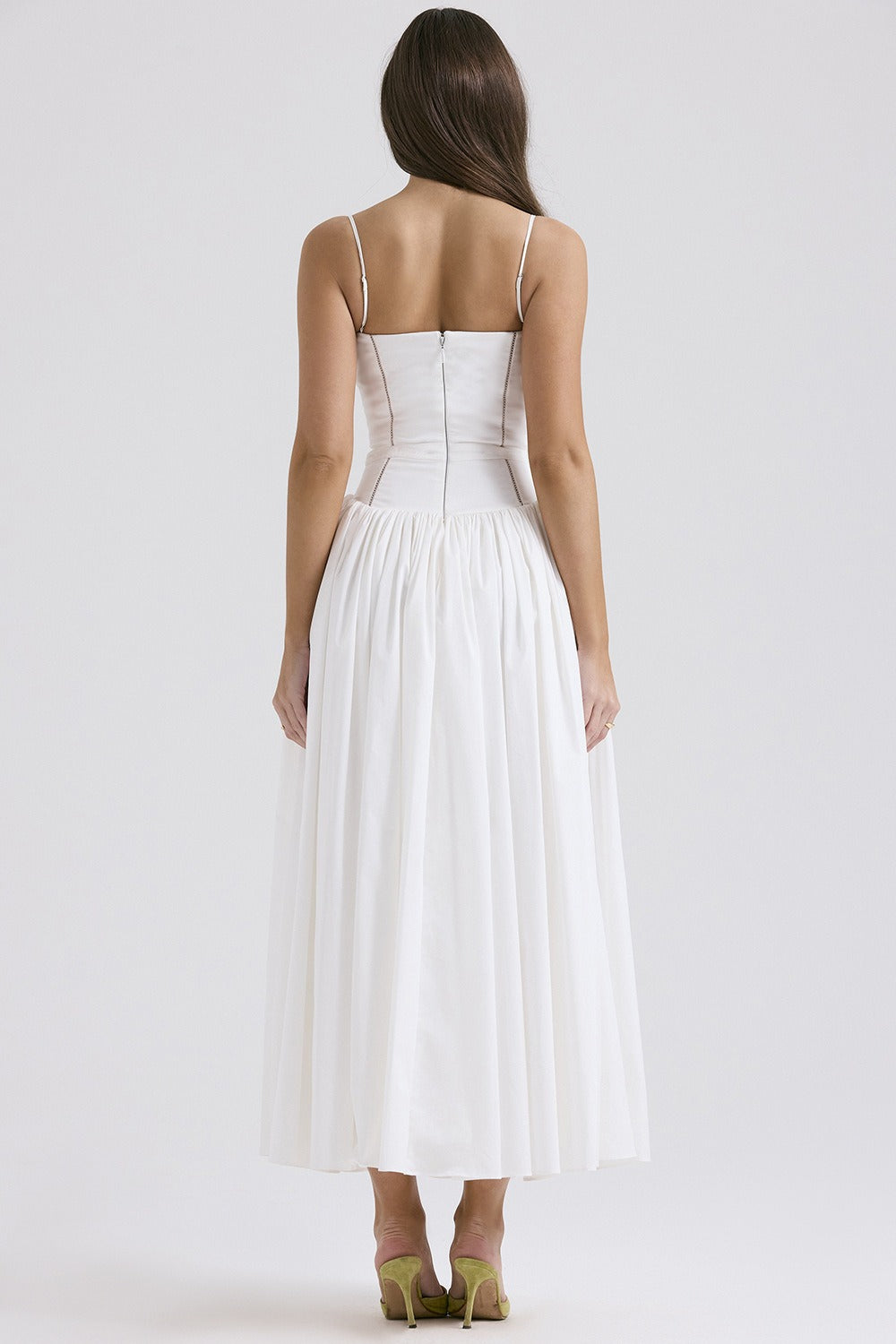 Spaghetti Strap Corset Drop Waist Fit and Flare Midi Dress - View 3