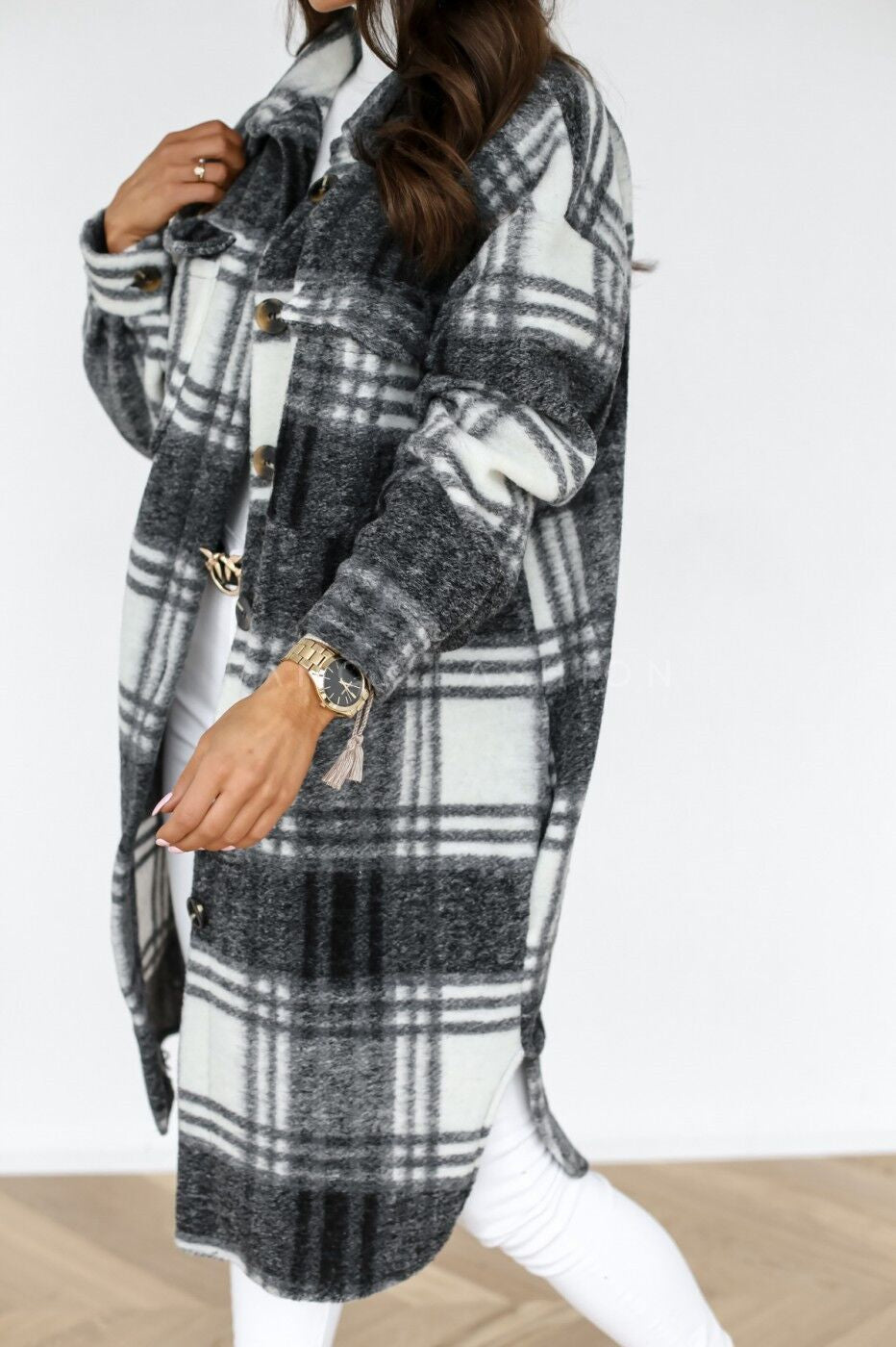 Plaid Button Down Shirt Coat