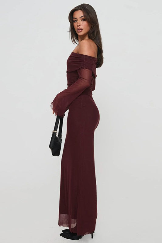One Shoulder Mesh Maxi Dress - View 2