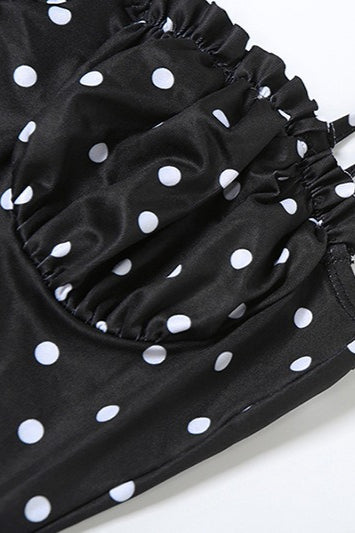 Polka Dot Spaghetti Strap Sweetheart Bustier Maxi Dress - View 5