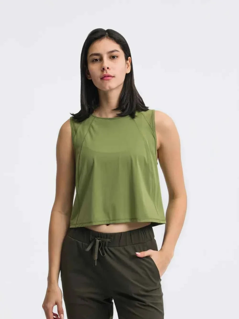 Millennia Round Neck Cropped Active Tank