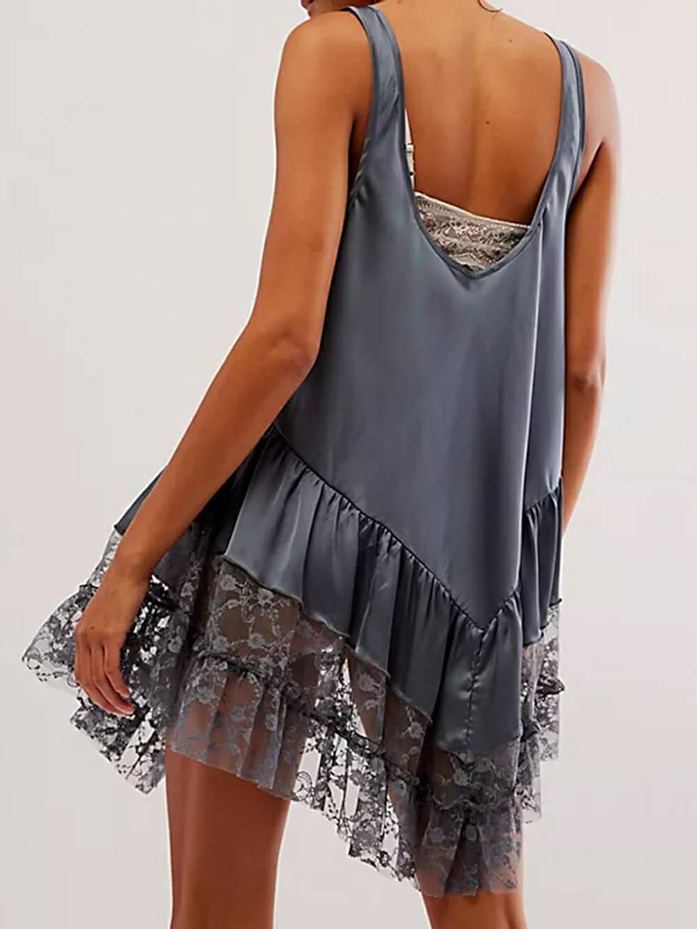 Lace Flowy Mini Dress & Teddy Sweater - View 8