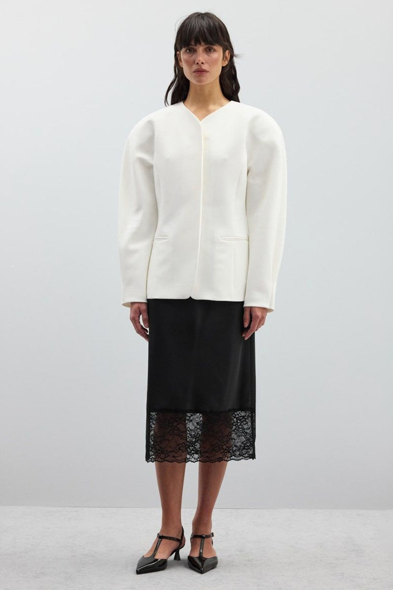 Lace Insert Satin Skirt