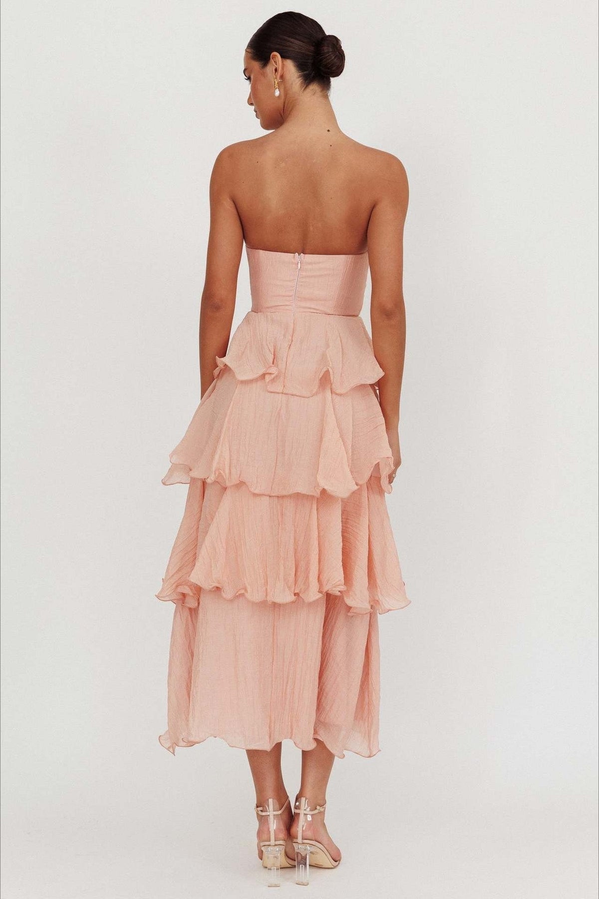 Strapless Tiered Ruffle Fit and Flare Midi Dress - View 23