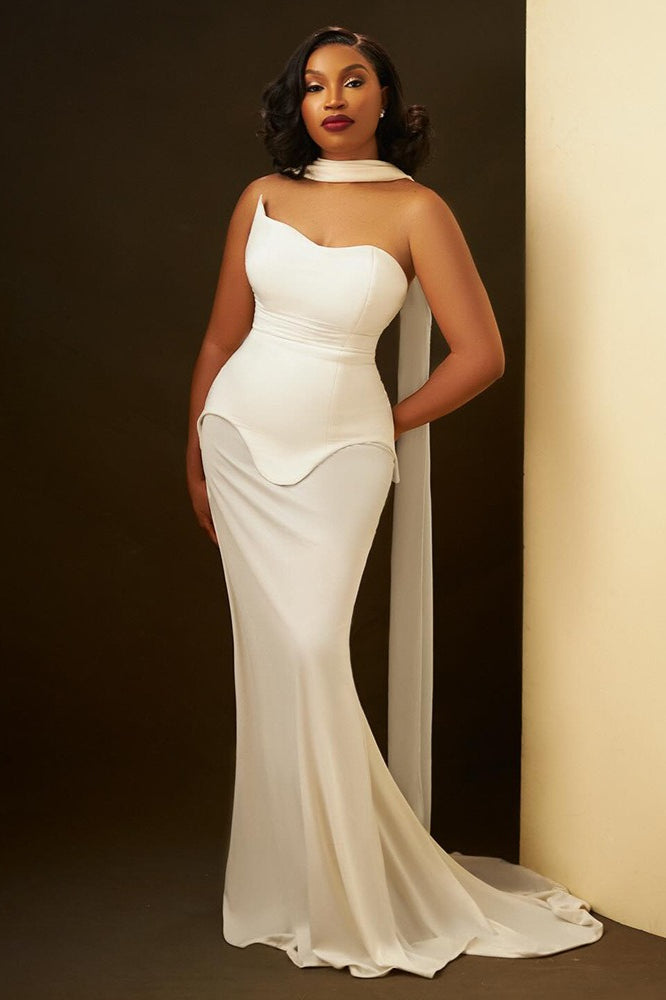 One Shoulder Sweetheart Sheer Mesh Bodycon Maxi Gown - View 12